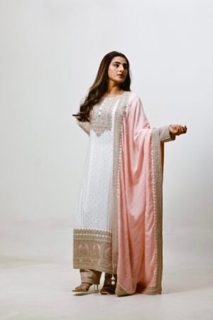 Azemee Pearl White Suit Set
